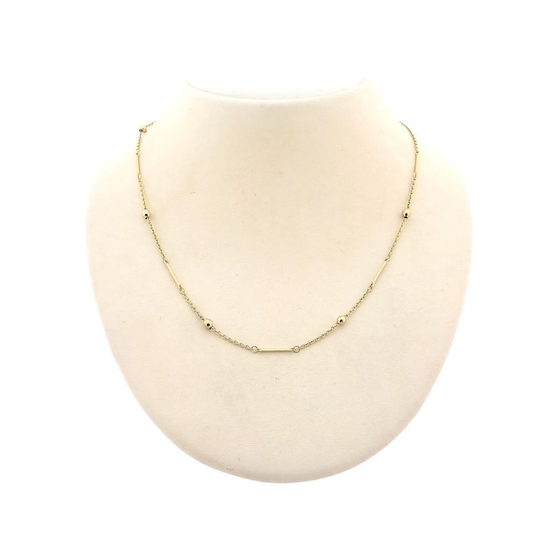 Image 1 of Gold link chain with beads and bars | 43 cm