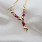 Image 7 of Two-tone gold necklace with ruby ​​and diamond 0.045 ct. | 43.5 cm