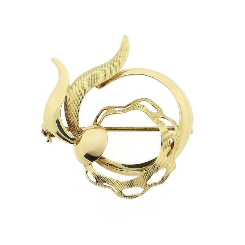 Image 9 of Vintage gold abstract brooch