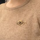 Image 4 of Antique gold brooch with rose-cut diamonds; approx. 0.40 ct.