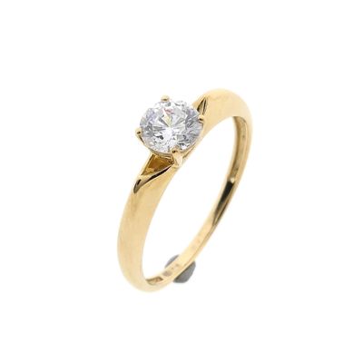 Gouden solitair ring met zirconia Afbeelding 1 van Gouden solitair ring met zirconia
