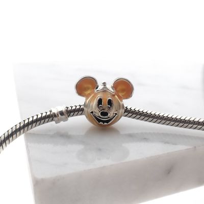 Image 2 of Pandora x Disney charm; Silver; Mickey Mouse Pumpkin