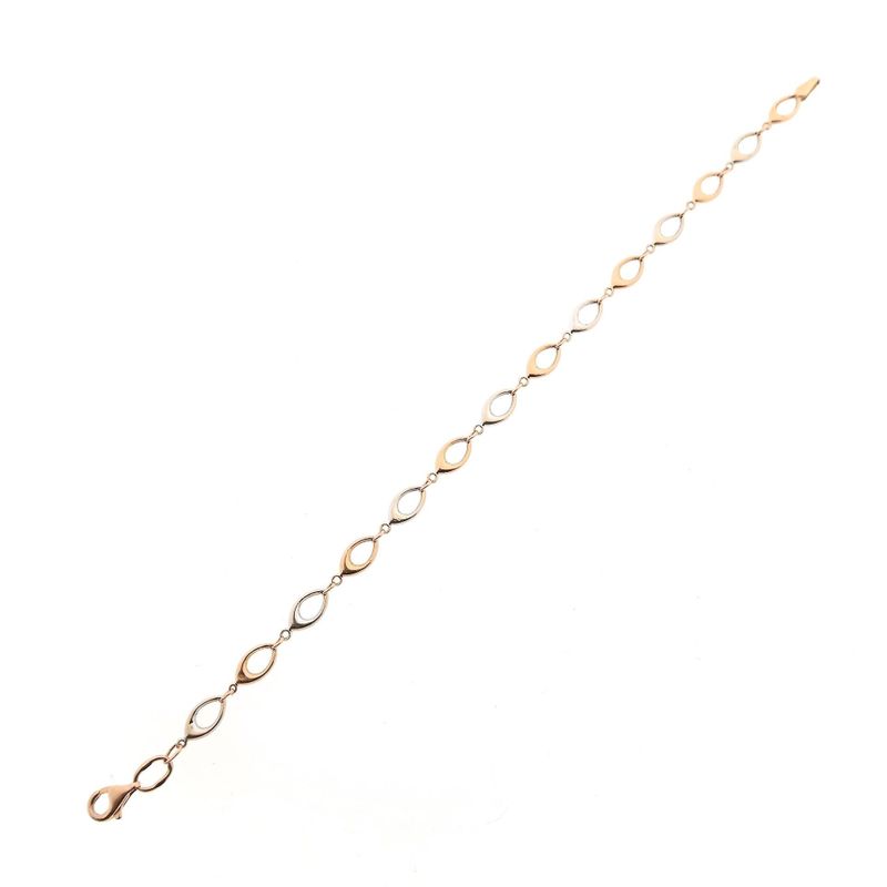 Afbeelding 7 van Bicolor gouden fantasie schakelarmband | 19 cm