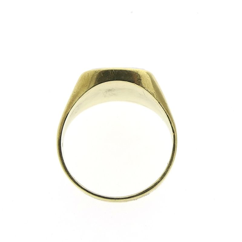 Image 5 of Gold signet ring with blue layered stone; Pinky ring