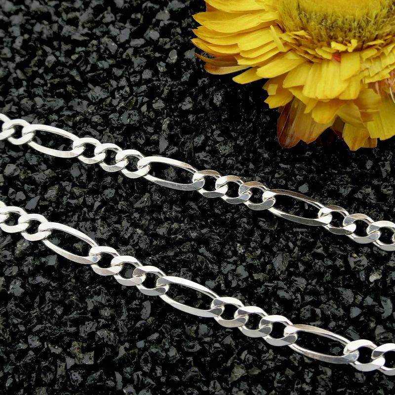 Image 2 of Silver Figaro link chain | 70.5 cm