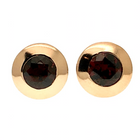 Image 1 of Rose gold stud earrings with wine-red gemstone | 14 carat