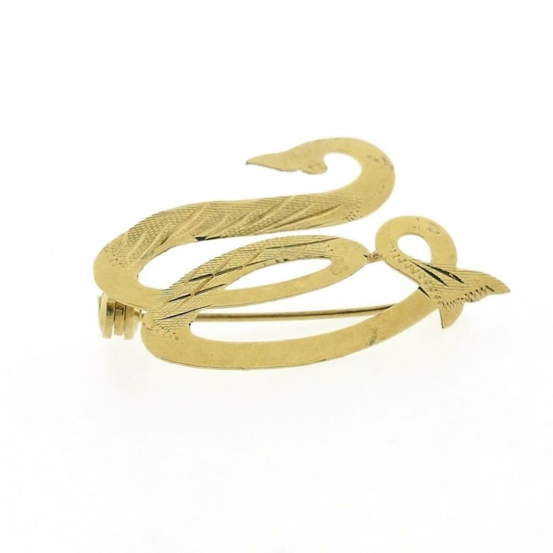 Image 7 of Vintage gold brooch; Letter W