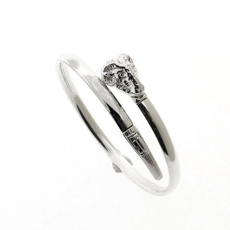 Image 1 of Silver clamp bracelet with a ram's head | Ø 59 mm