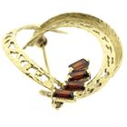 Image 3 of Vintage gold round fantasy brooch with red stones