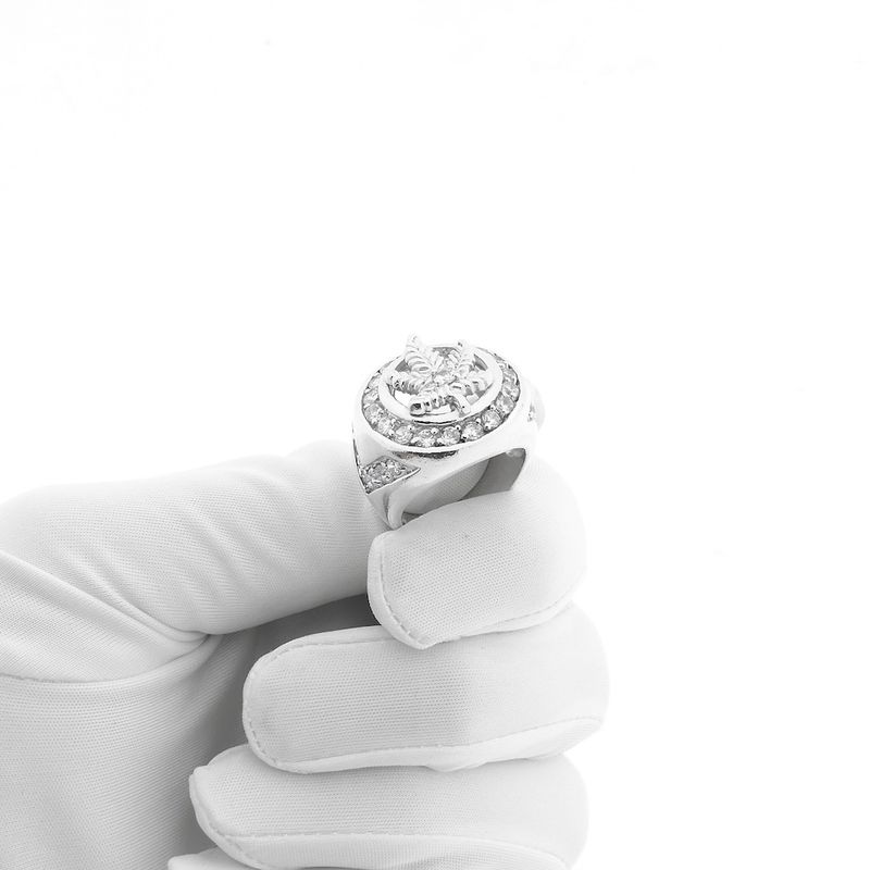 Image 9 of Silver men's ring with zirconia | Cannabis leaf