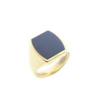 Gold pinky ring with blue layered stone; Men