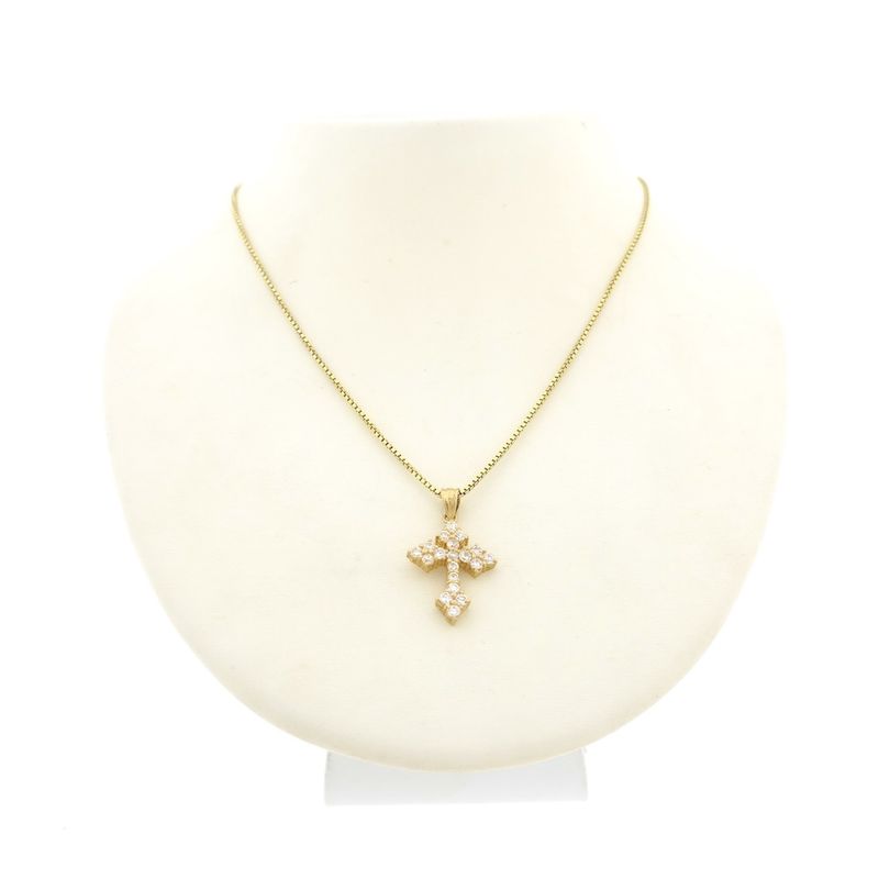 Image 4 of Gold cross pendant with zirconia