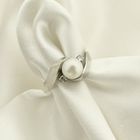 Image 1 of White gold ring with pearl and diamonds; 0.05 ct