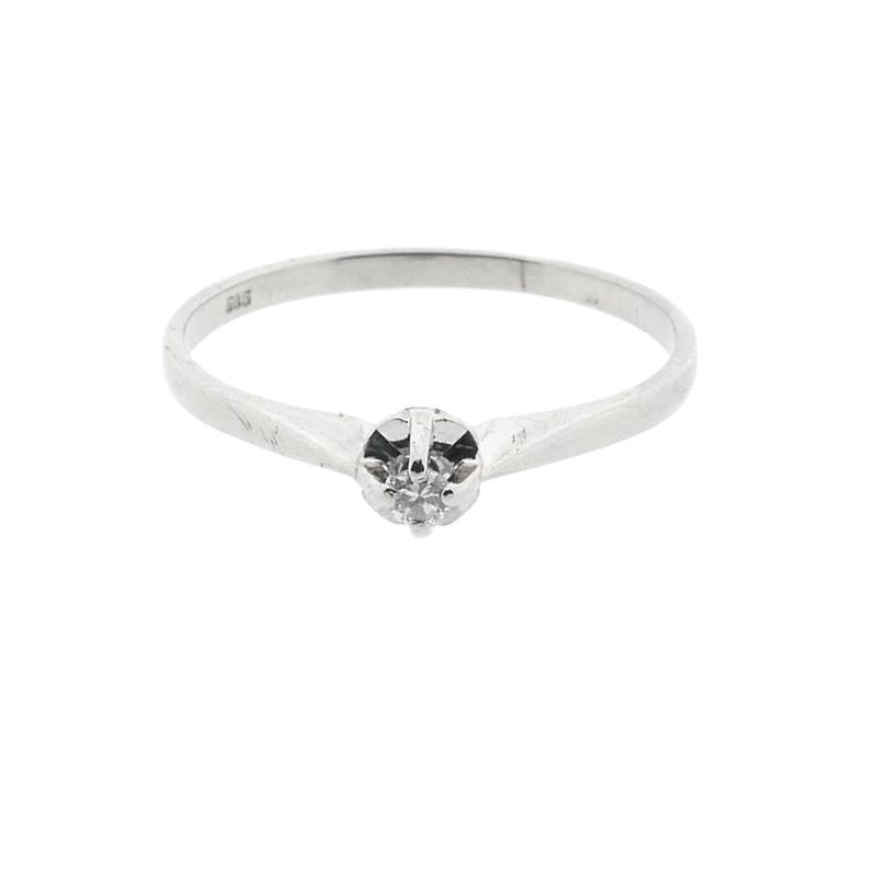 Image 3 of White gold solitaire ring with diamond; 0.025 ct.