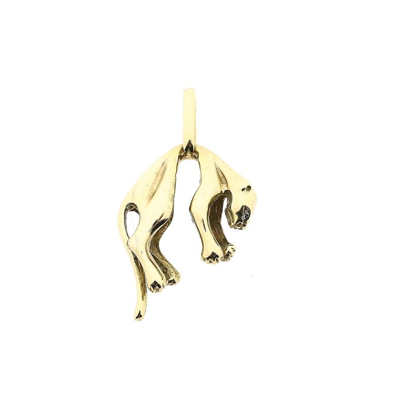 Image 1 of Gold Panther Pendant; Diamond 0.02 ct; 14K