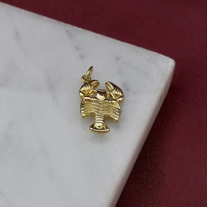 Image 2 of Gold zodiac sign pendant; Cancer