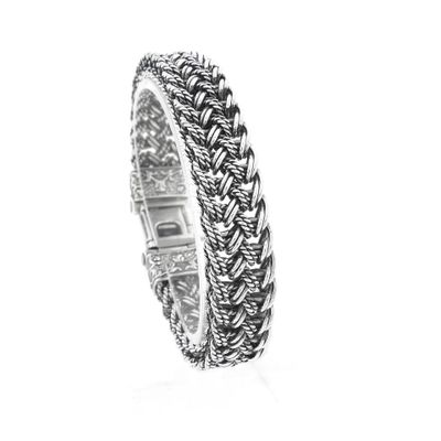 Image 1 of Silver Wide Fantasy/Fox Tail Link Bracelet