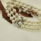 Image 2 of White gold pearl bracelet with ruby | 18 cm