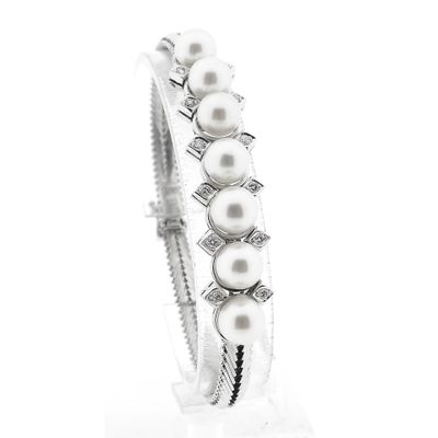 Witgouden visgraat schakelarmband met diamanten; 0,24 ct. | 19,5 cm Afbeelding 1 van Witgouden visgraat schakelarmband met diamanten; 0,24 ct. | 19,5 cm