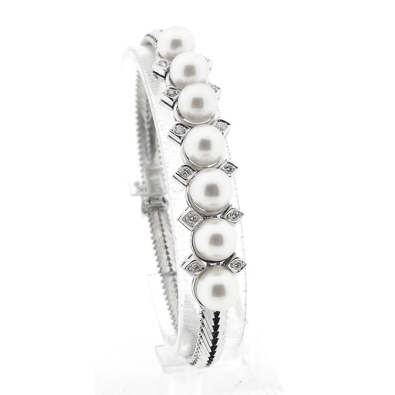 Afbeelding 1 van Witgouden visgraat schakelarmband met diamanten; 0,24 ct. | 19,5 cm