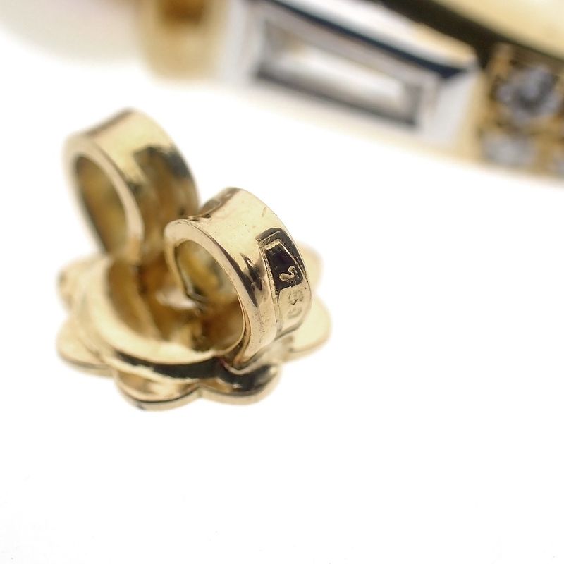 Image 4 of 18 carat gold stud earrings with cultured pearl and 0.18 ct diamond.