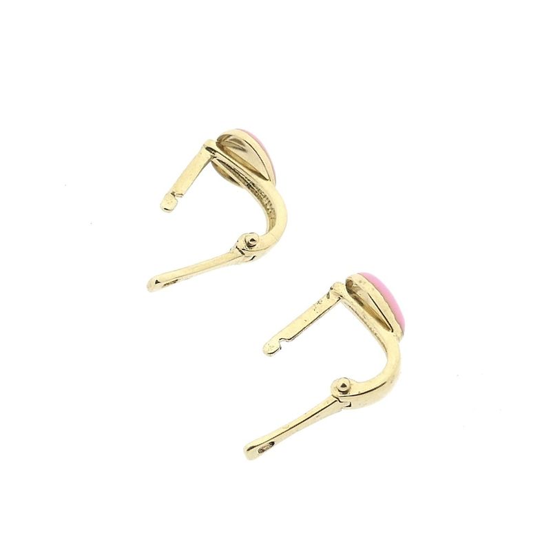Image 5 of Gold heart-shaped stud earrings with pink enamel | Arpas