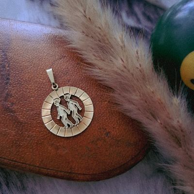 Image 2 of Gold zodiac sign pendant; Gemini