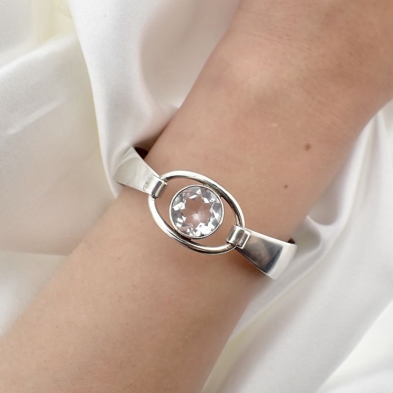 Image 3 of Silver vintage bracelet with crystal; N.E. From | Ø 56.5 mm