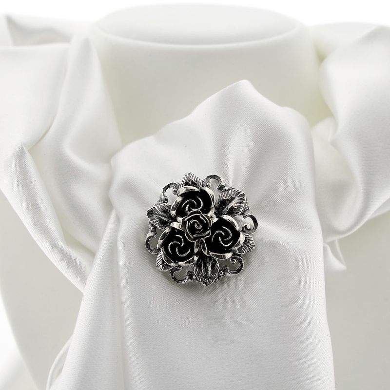 Image 9 of Silver rose brooch
