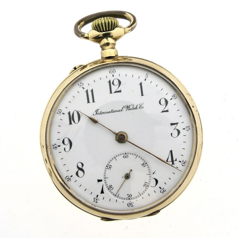 Image 1 of Antique 14k gold IWC pocket watch with box and papers from 1908