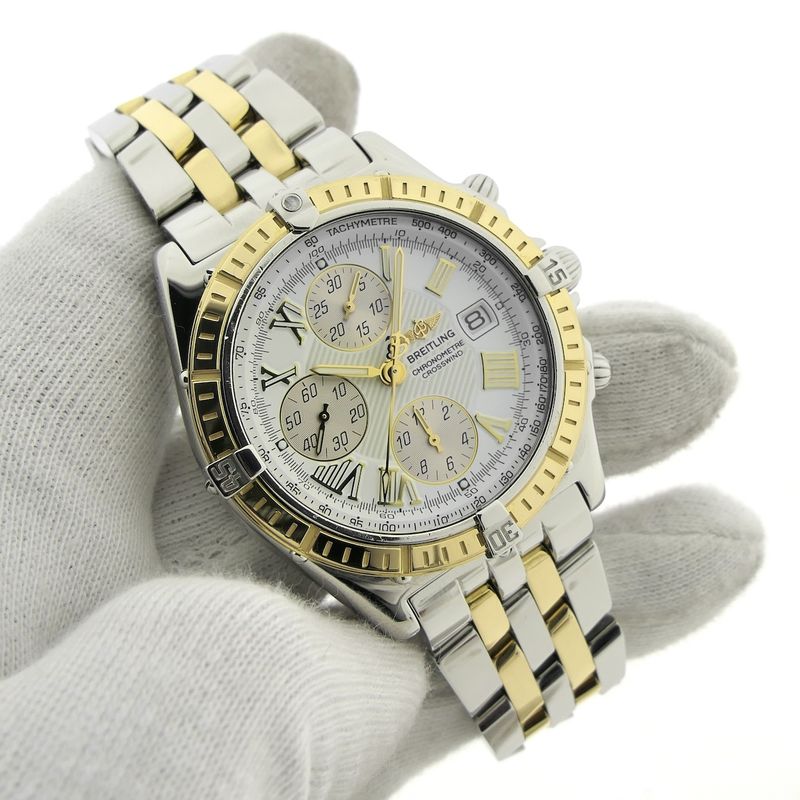 Image 13 of Breitling Crosswind D13355; 18k gold/steel chronograph men's watch