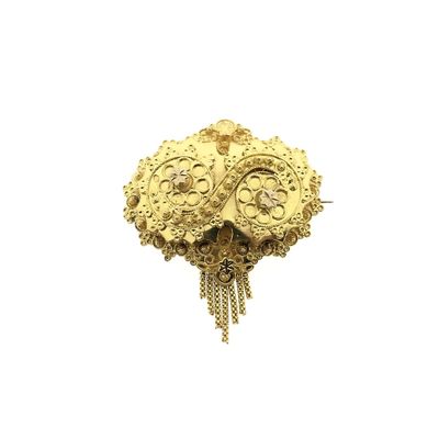 Image 1 of Old Dutch gold brooch with a cap bell