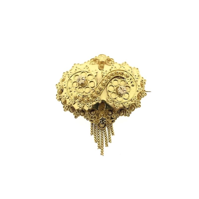 Image 1 of Old Dutch gold brooch with a cap bell