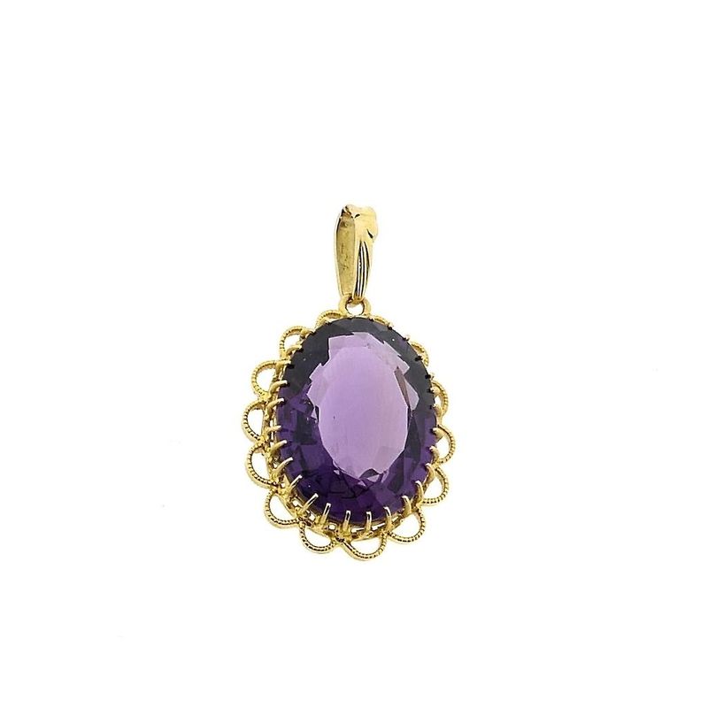 Image 1 of Gold pendant with purple glass