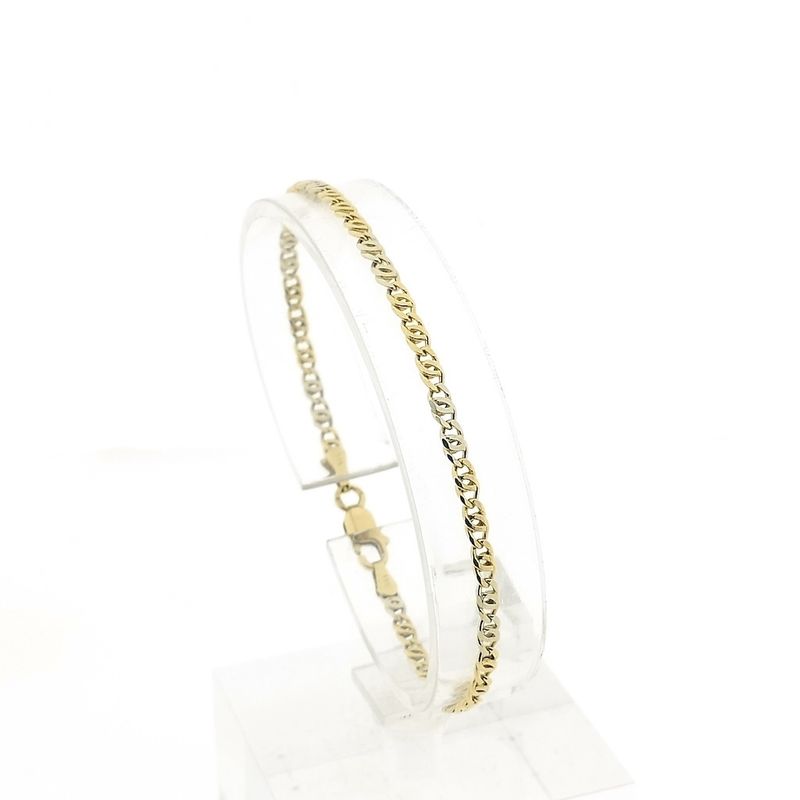 Image 1 of Two-tone gold navy link bracelet