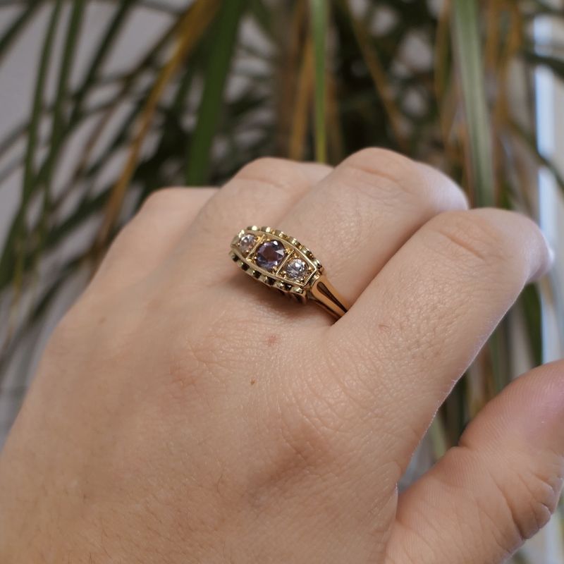 Image 8 of Gold ring with colored zirconia