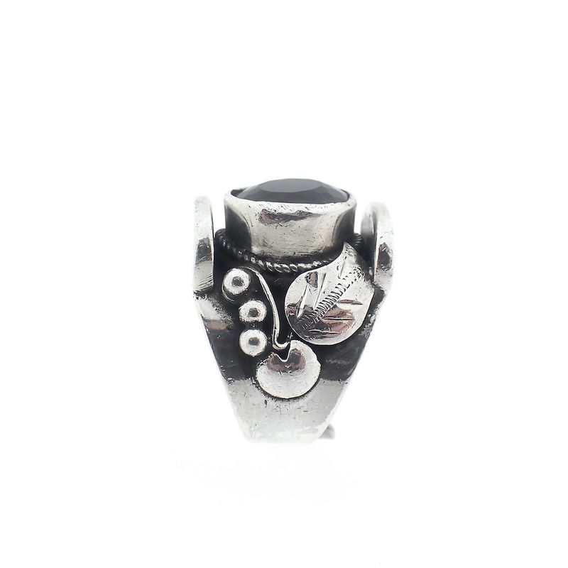 Image 5 of Silver floral fantasy ring with amethyst