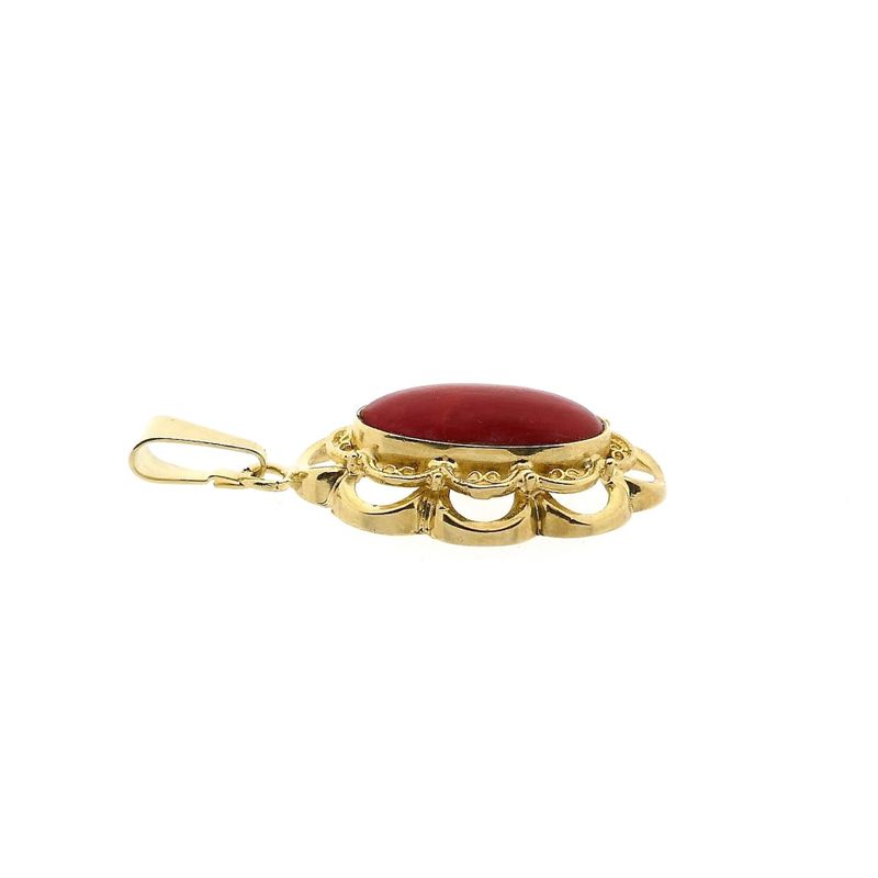 Image 8 of Antique Gold Pendant with Blood Coral