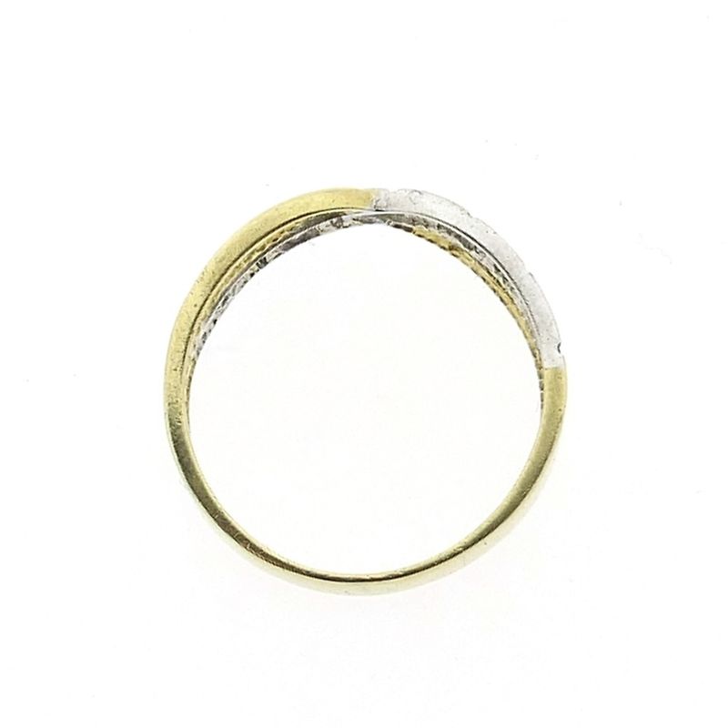 Image 5 of Two-tone gold ring with a meander pattern and zirconia
