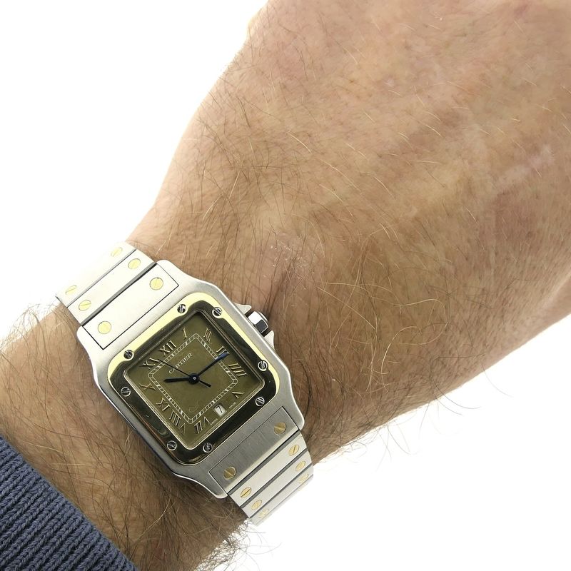 Image 8 of Cartier Santos Galbee 1566; Gold/steel unisex watch