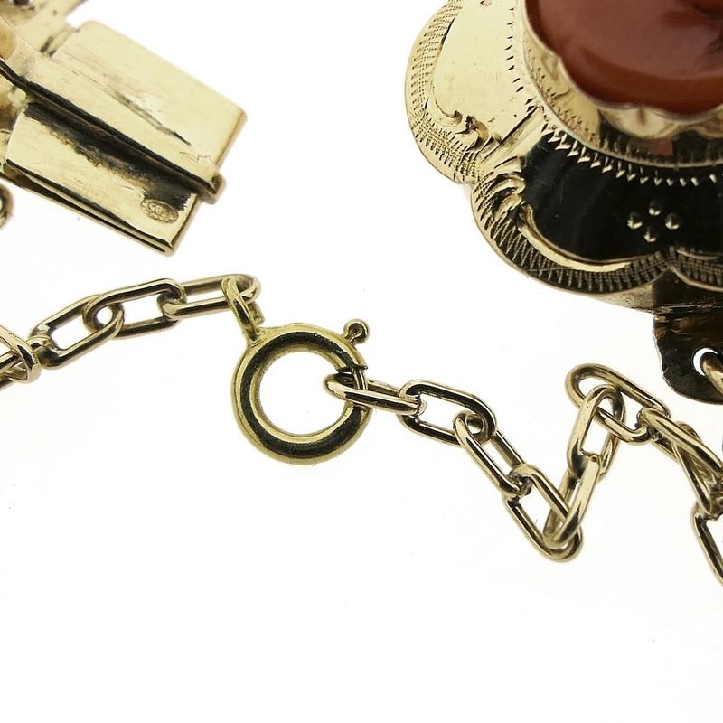 Image 6 of Antique blood coral bead necklace with gold clasp