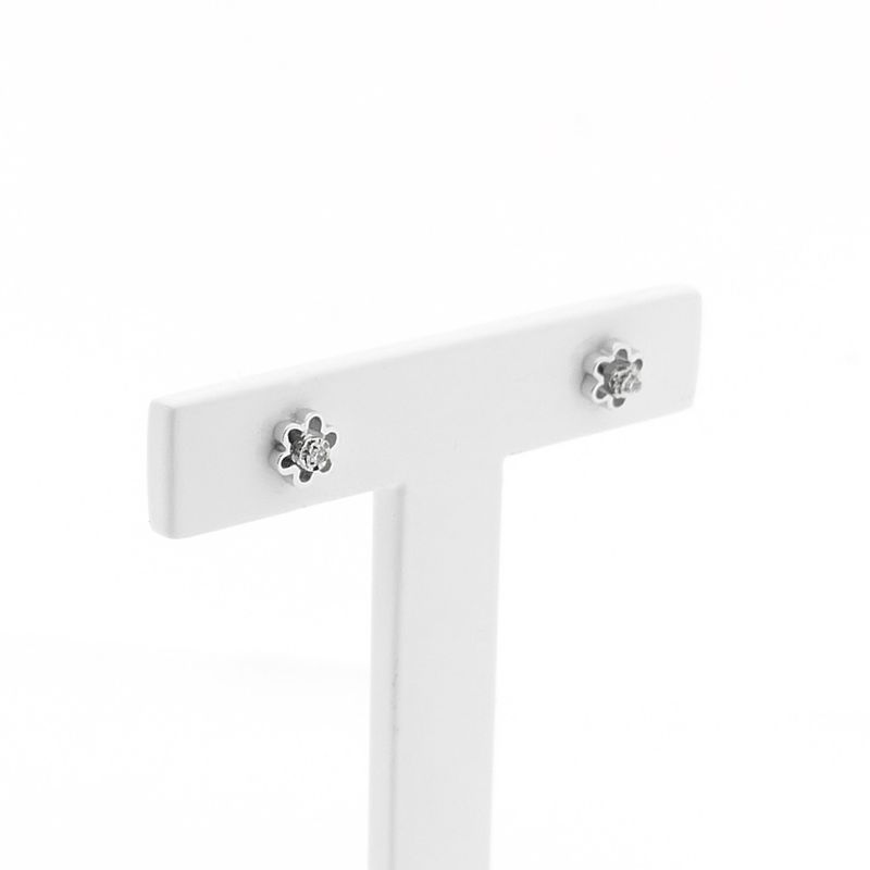 Image 3 of White gold stud earrings with diamond | 0.02 ct.