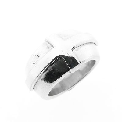 Wide silver ring with cross | JOOP! Image 1 of Wide silver ring with cross | JOOP!