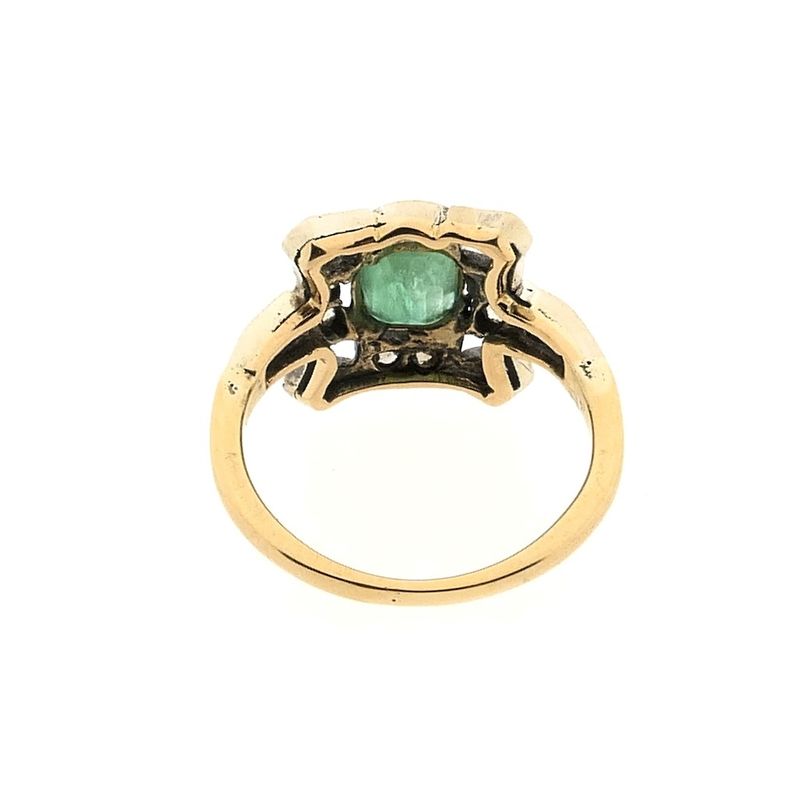 Image 6 of Gold Art Deco ring with emerald and rose-cut diamonds | Approx. 0.18 ct.
