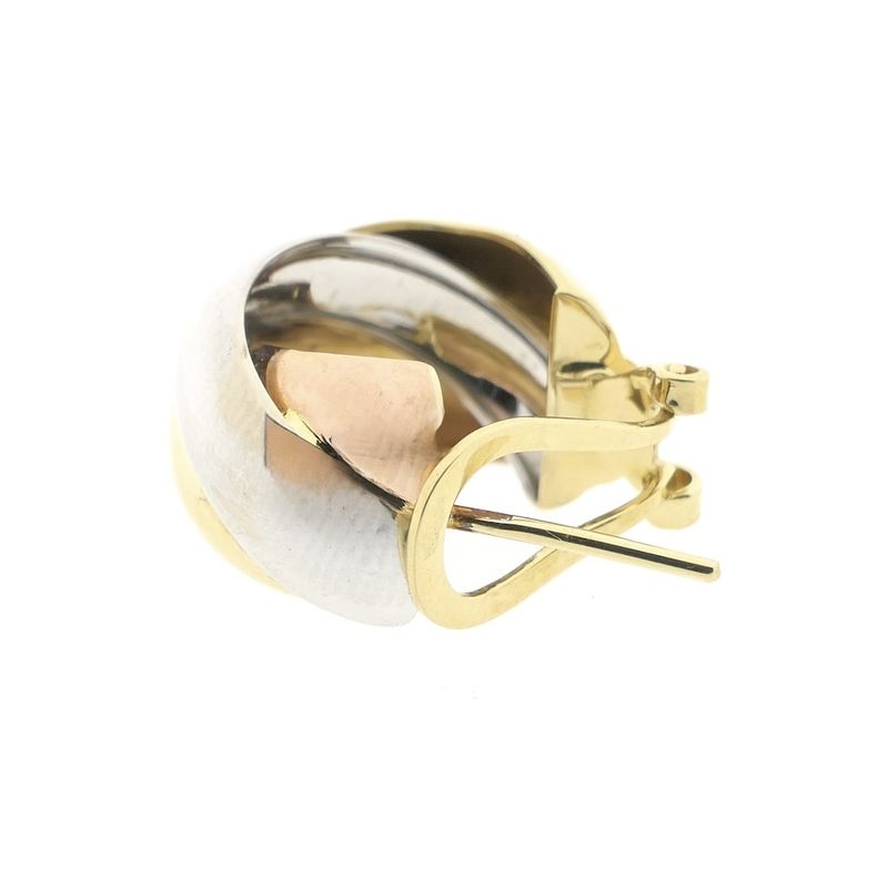 Image 7 of Tricolor gold braided stud earrings