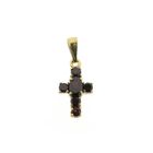 Image 1 of Gold cross pendant with garnet stones
