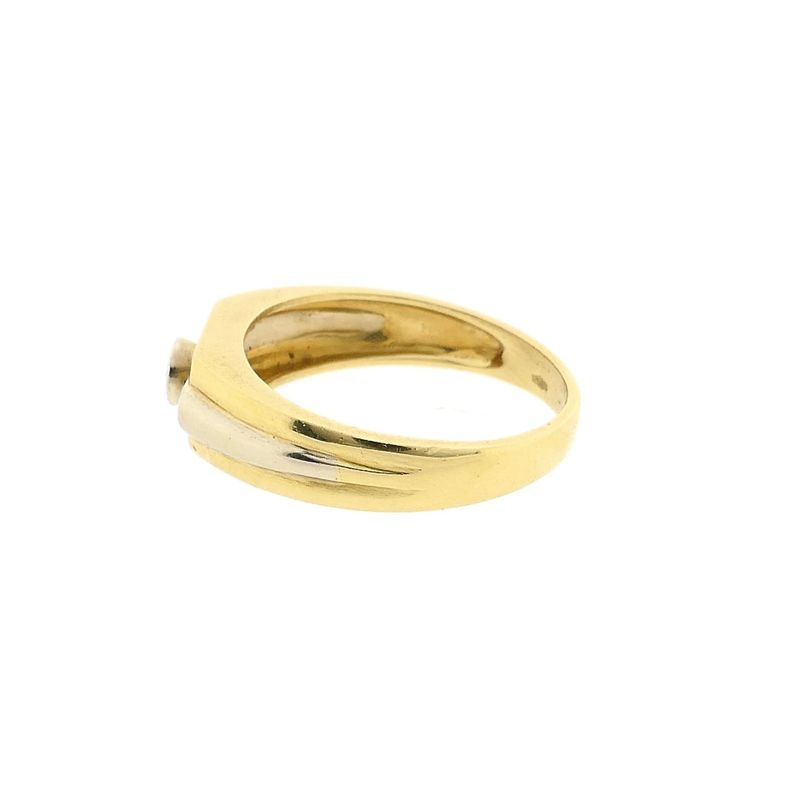Image 7 of 18 Karat Bicolor Gold Solitaire Ring with Diamond; 0.08 ct.