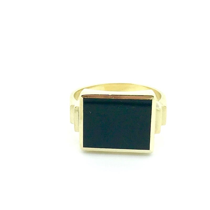 Image 3 of Gold signet ring with onyx stone | Size 21