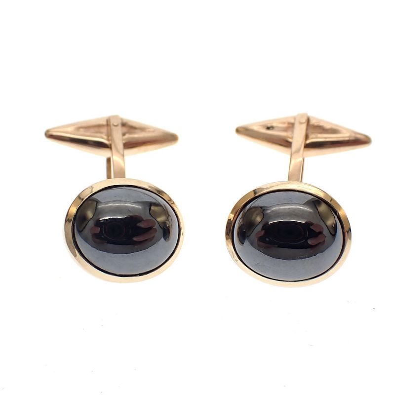 Image 1 of Vintage gold cufflinks with hematite