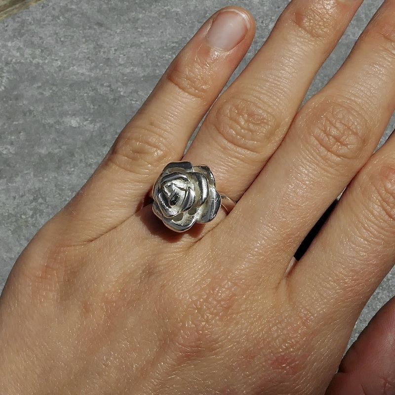 Image 9 of Silver ring with rose